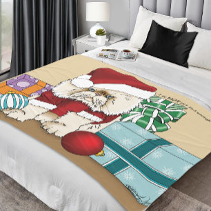 Persian Christmas Cat Fleece Blanket