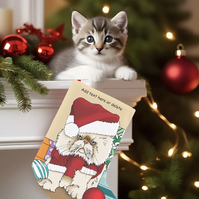 Persian Christmas Cat Small Christmas Stocking (Creator Uploaded)