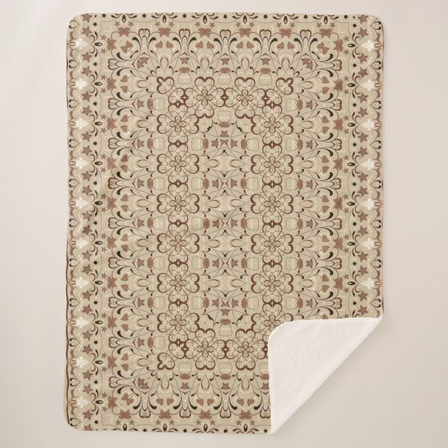 Persian coloured carpet sherpa blanket (Front)