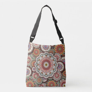 persian damask mosaic flowers mandala chic elegant crossbody bag