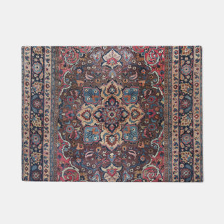 Persian Dusty Blue Pink Brown Doormat