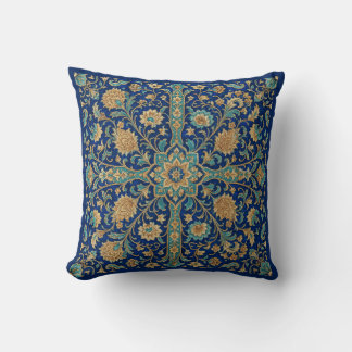 Persian Floral Arabesque Pattern Royal Blue Cushion