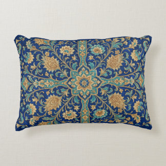 Persian Floral Arabesque Pattern Royal Blue Decorative Cushion