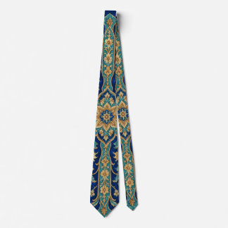 Persian Floral Arabesque Pattern Royal Blue Tie