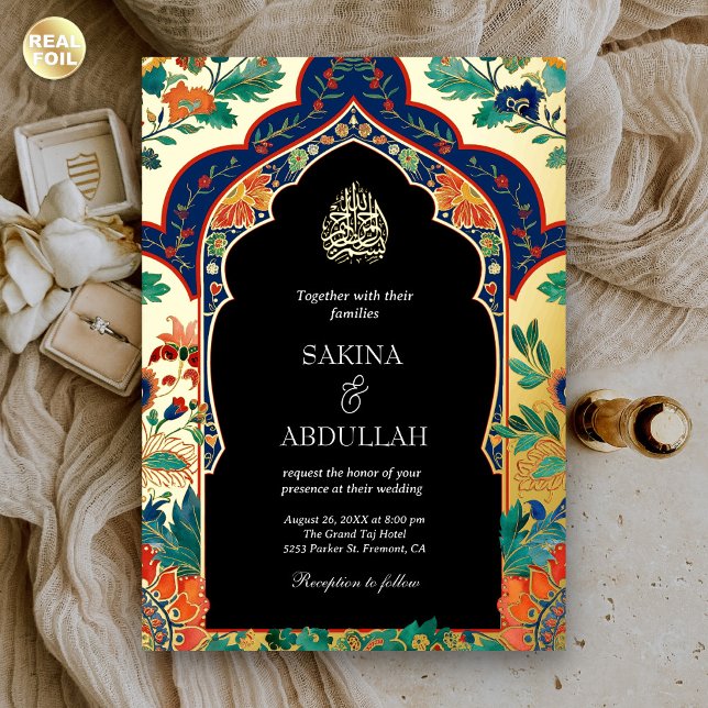 Persian Floral Inlay Black Muslim Wedding Gold (Creator Uploaded)