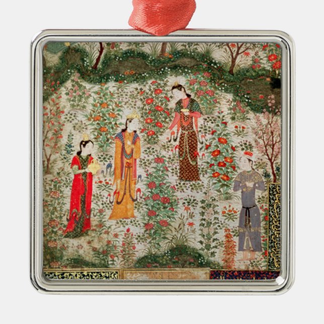 Persian Garden, 15th century (w/c on paper) Metal Tree Decoration (Front)