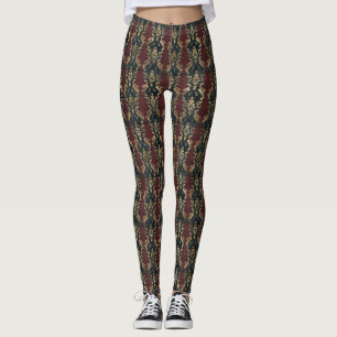Persian Gold Damask Noir Pattern (1) Leggings