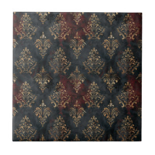 Persian Gold Damask Noir Pattern (2) Tile