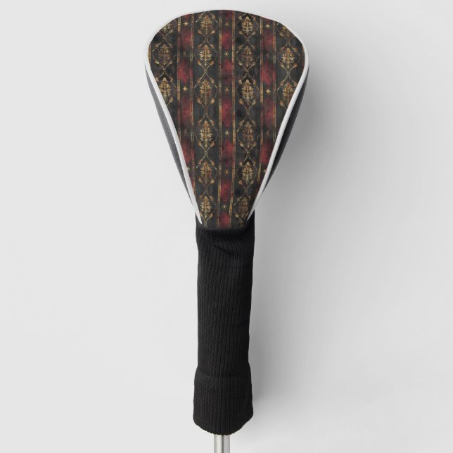 Persian Gold Damask Noir Pattern (3) Golf Head Cover (Front)