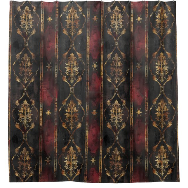 Persian Gold Damask Noir Pattern (3) Shower Curtain (Front)