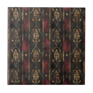 Persian Gold Damask Noir Pattern (3) Tile