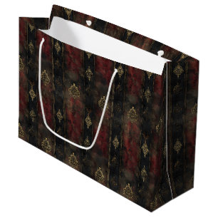 Persian Gold Damask Noir Pattern (4) Large Gift Bag