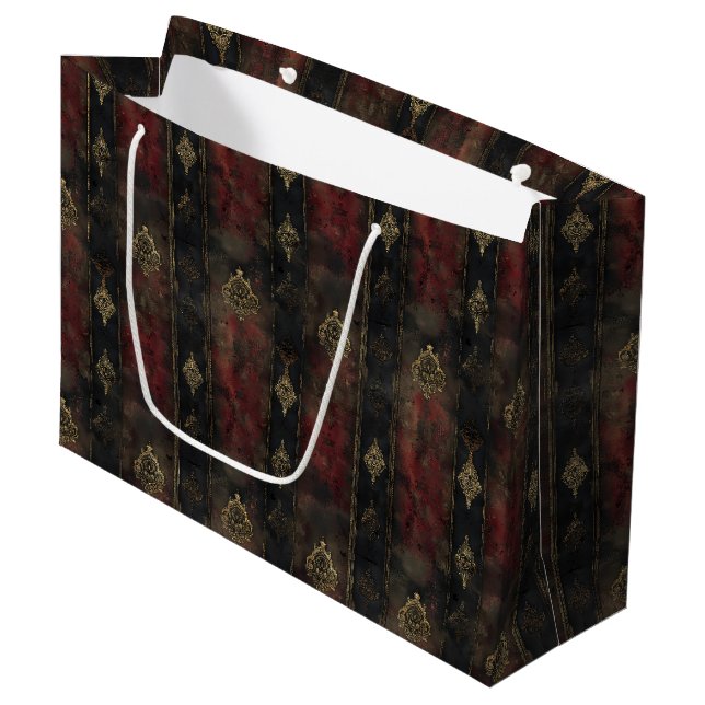 Persian Gold Damask Noir Pattern (4) Large Gift Bag (Front Angled)