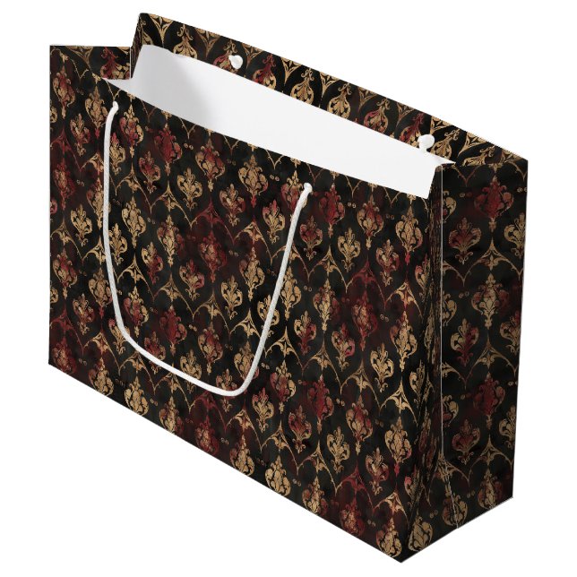 Persian Gold Damask Noir Pattern (5) Large Gift Bag (Front Angled)