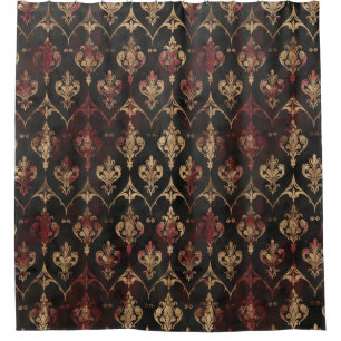 Persian Gold Damask Noir Pattern (5) Shower Curtain