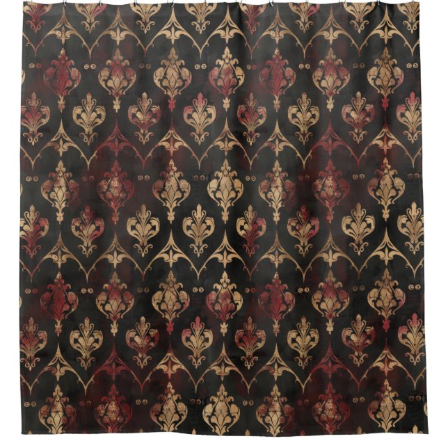 Persian Gold Damask Noir Pattern (5) Shower Curtain (Front)