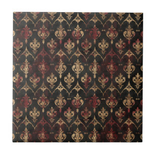Persian Gold Damask Noir Pattern (5) Tile