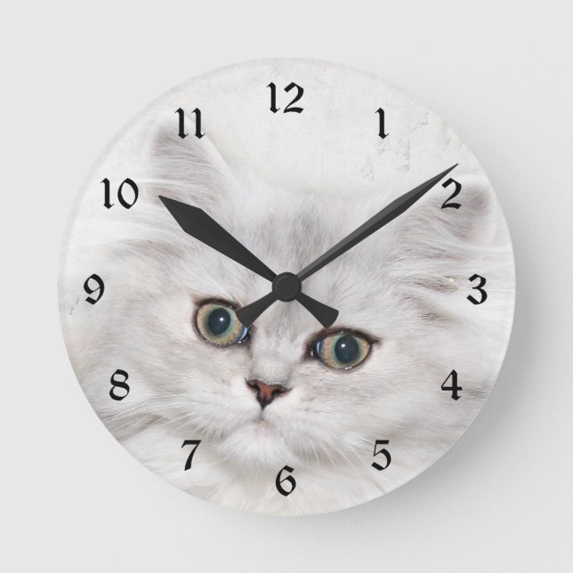 Persian kitten face round clock (Front)