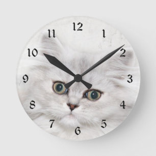 Persian kitten face round clock