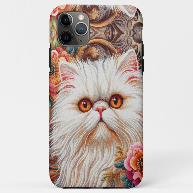 Persian Kitten Flowers, Floral Delight Persian Cat Case-Mate iPhone Case (Back)