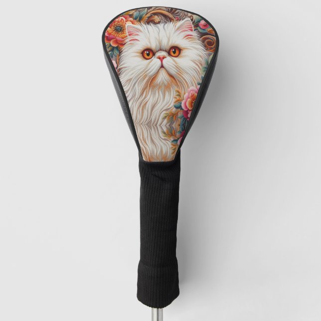 Persian Kitten Flowers, Floral Delight Persian Cat Golf Head Cover (Front)