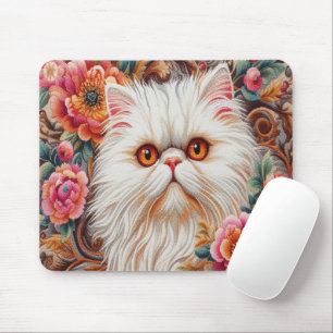 Persian Kitten Flowers, Floral Delight Persian Cat Mouse Pad