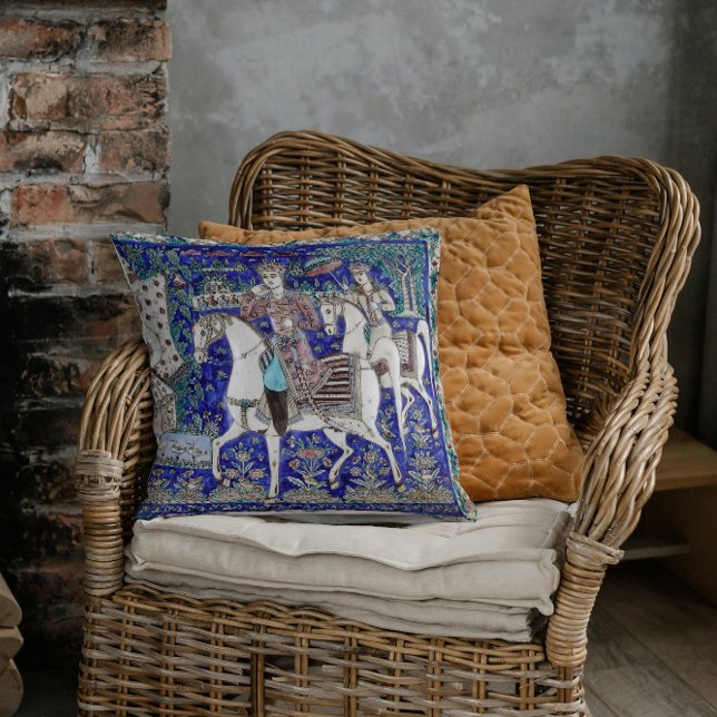 Persian Knights Romance Sky Blue White  | Cushion (Creator Uploaded)