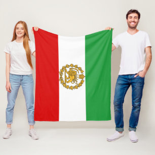 Persian Lion And Sun Flag Crown Pahlavi Monarchy Fleece Blanket