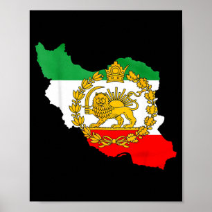 Persian lion, iran map, iranian flag, lion &amp; poster