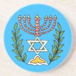 Persian Magen David Menorah<br><div class="desc">This image was adapted from an antique Persian Jewish tile and features a menorah with a Magen David (Star of David) framed by olive branches.  The imperfections of the original,  hand-painted image have been preserved.</div>