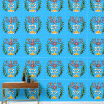 Persian Magen David Menorah<br><div class="desc">This image was adapted from an antique Persian Jewish tile and features a menorah with a Magen David (Star of David) framed by olive branches. The imperfections of the original, hand-painted image have been preserved.</div>
