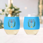 Persian Magen David Menorah<br><div class="desc">This image was adapted from an antique Persian Jewish tile and features a menorah with a Magen David (Star of David) framed by olive branches.  The imperfections of the original,  hand-painted image have been preserved. Customise by adding your own text on the reverse side.</div>