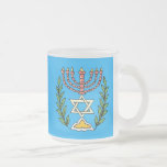 Persian Magen David Menorah<br><div class="desc">This image was adapted from an antique Persian Jewish tile and features a menorah with a Magen David (Star of David) framed by olive branches. The imperfections of the original, hand-painted image have been preserved.</div>