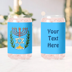 Persian Magen David Menorah Can Glass