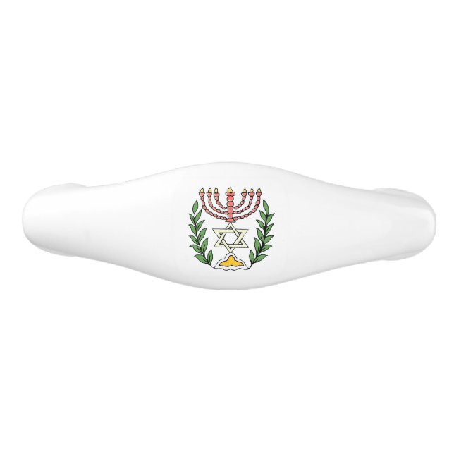 Persian Magen David Menorah Ceramic Drawer Pull (Front)