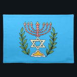 Persian Magen David Menorah Placemat<br><div class="desc">This image was adapted from an antique Persian Jewish tile and features a menorah with a Magen David (Star of David) framed by olive branches.  The imperfections of the original,  hand-painted image have been preserved.</div>