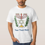 Persian Magen David Menorah T-Shirt<br><div class="desc">This image was adapted from an antique Persian Jewish tile and features a menorah with a Magen David (Star of David) framed by olive branches.  The imperfections of the original,  hand-painted image have been preserved.</div>