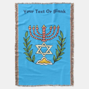 Persian Magen David Menorah Throw Blanket