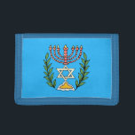 Persian Magen David Menorah Trifold Wallet<br><div class="desc">This image was adapted from an antique Persian Jewish tile and features a menorah with a Magen David (Star of David) framed by olive branches.  The imperfections of the original,  hand-painted image have been preserved.</div>