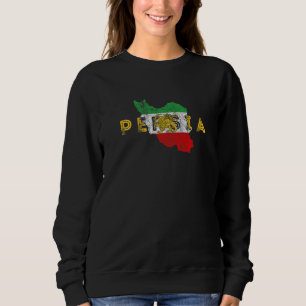 Persian Map and Flag Souvenir Distressed Persia Sweatshirt
