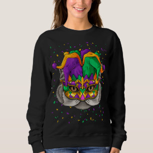 Persian Mardi Gras Cat Face Carnival Jester Festiv Sweatshirt