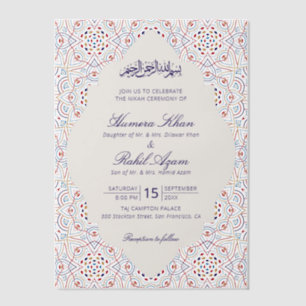 Persian Mihrab Artistic Islamic Wedding Vellum Invitations