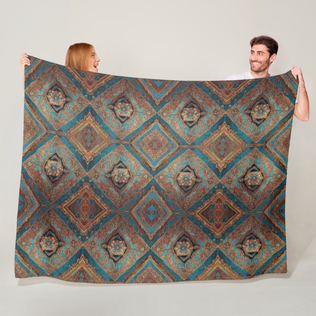 Persian Modern Beautiful Old Pattern Collection Fleece Blanket (In Situ)