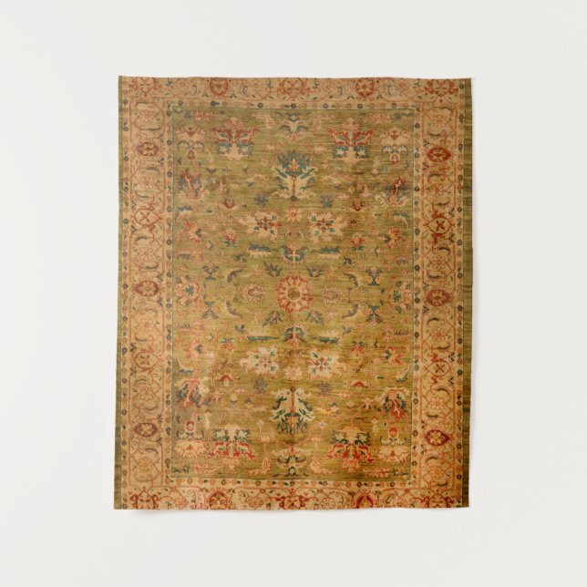Persian Muted Green Yellow Blue  Tapestry (Front)