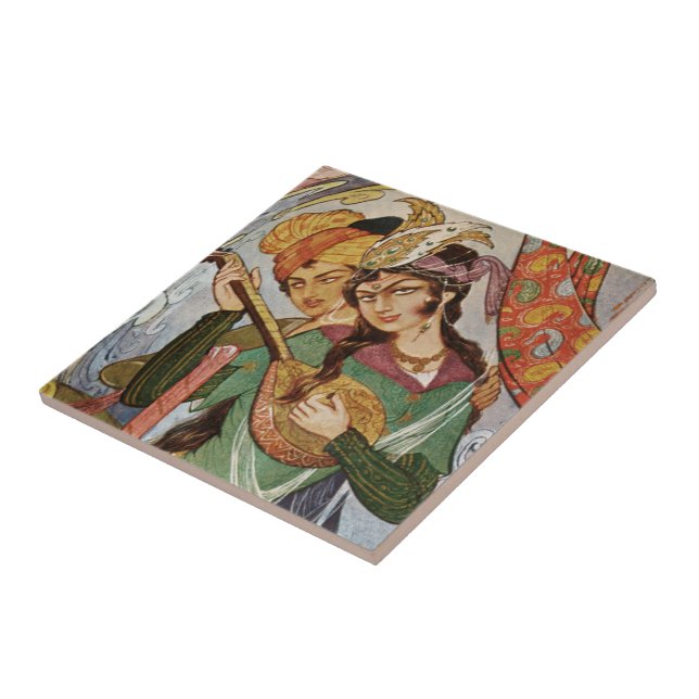 Persian Nymph with setar Tile (Side)