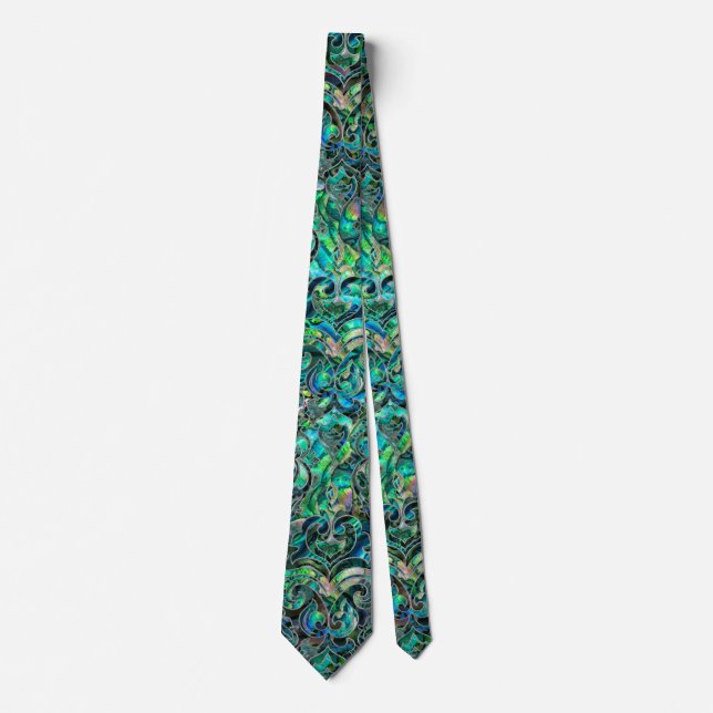 Persian Oriental pattern abalone and silver Tie (Front)
