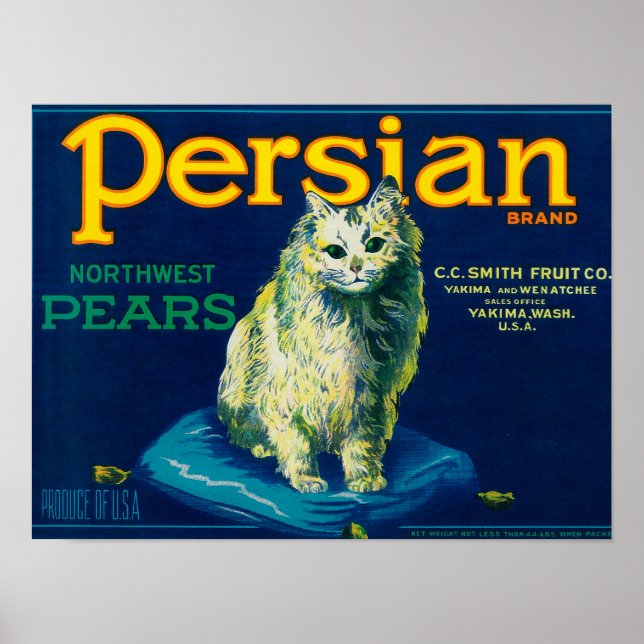 Persian Pear Crate LabelYakima, WA Poster (Front)