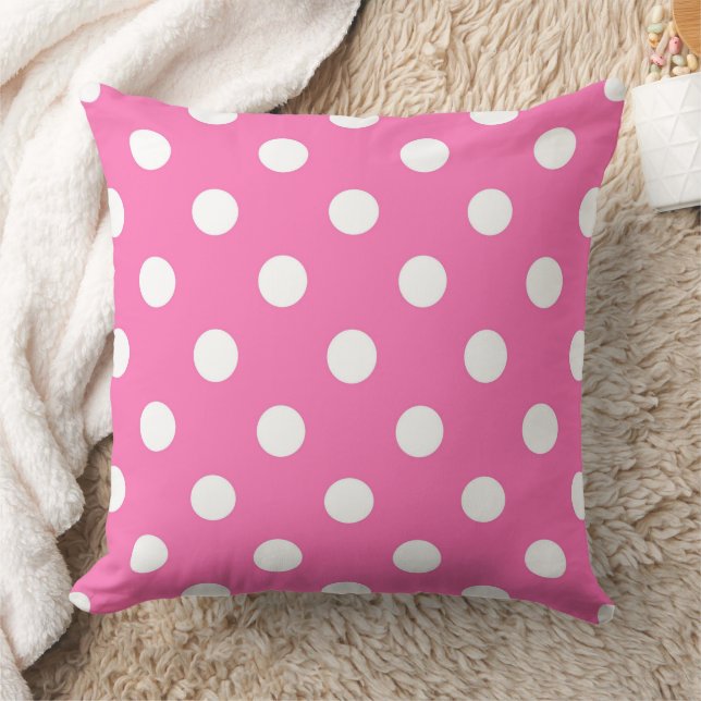Persian Pink and White Polka Dot Throw Pillow (Blanket)