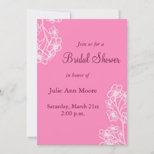 Persian Pink Modern Floral Bridal Shower Invitation