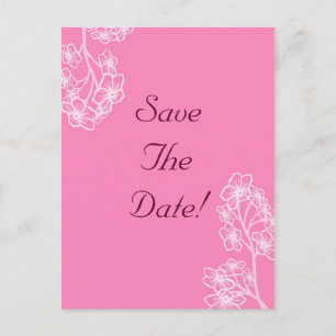 Persian Pink Modern Floral Wedding Save The Date Announcement Postcard